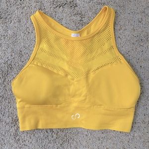 Yellow cropped sports bra